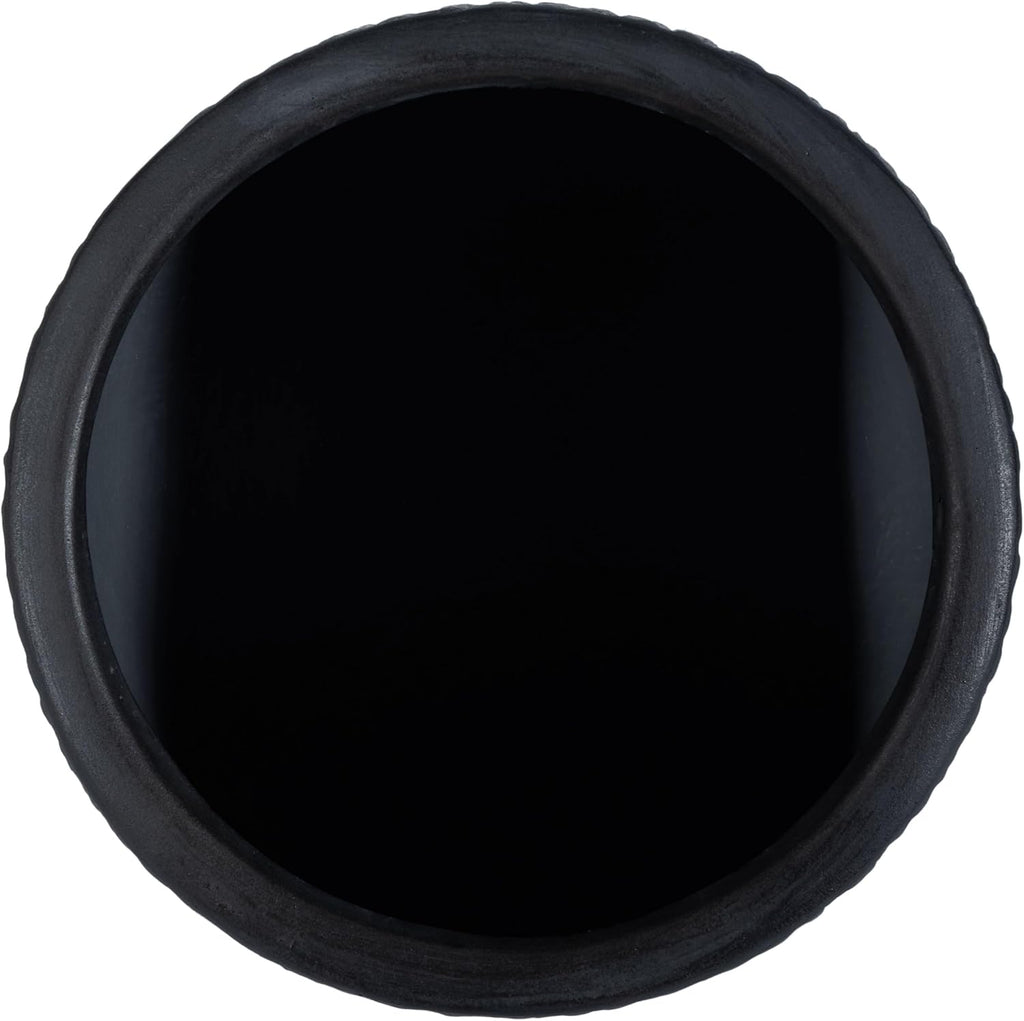 Outdoor - Francia Black Concrete Ficonstone Planter Pot with Drainage Hole, Frost Resistant Garden Planter , Deck