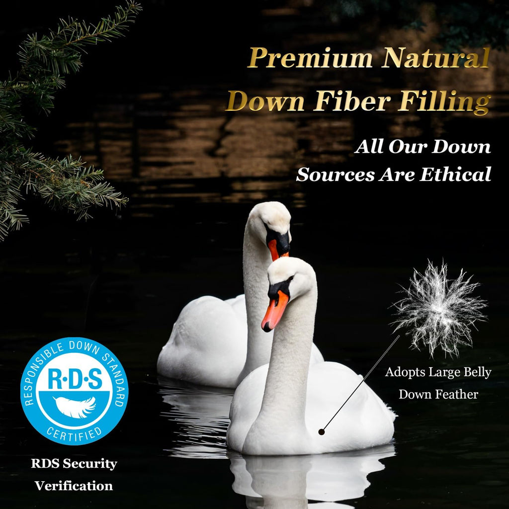 75% Canadian Goose Down Comforter Queen, Ultra Soft 100% Cotton Fabric, 850 Fill Power All Season Du