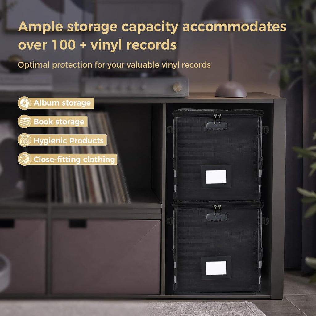 Vinyl Record Storage Case with Lockable for 100+ Single Records