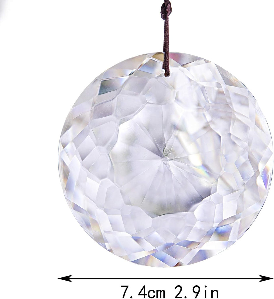 75mm Large Prism Hanging Crystal Suncatcher Clear Sun Catcher Indoor Window - Crystal Flower of Life Prisms