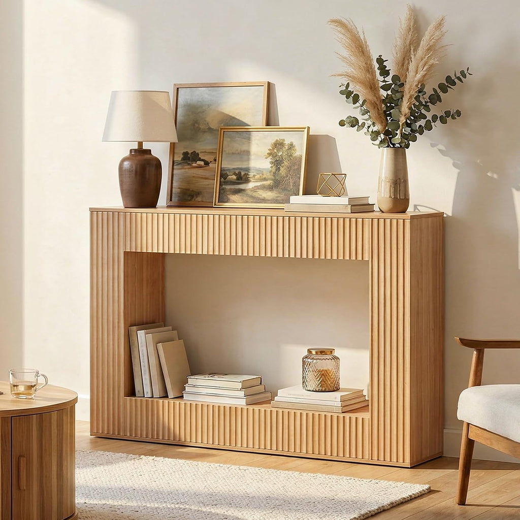 Modern Console Table, 47.2'' Entryway Table with Storage, Fluted Couch Table Behind Sofa, for Entrance, Foyer, Living