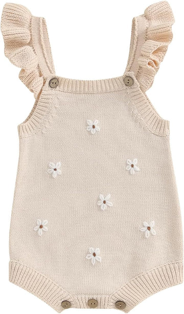 Girl Summer Sleeveless Knit Sweater Romper
