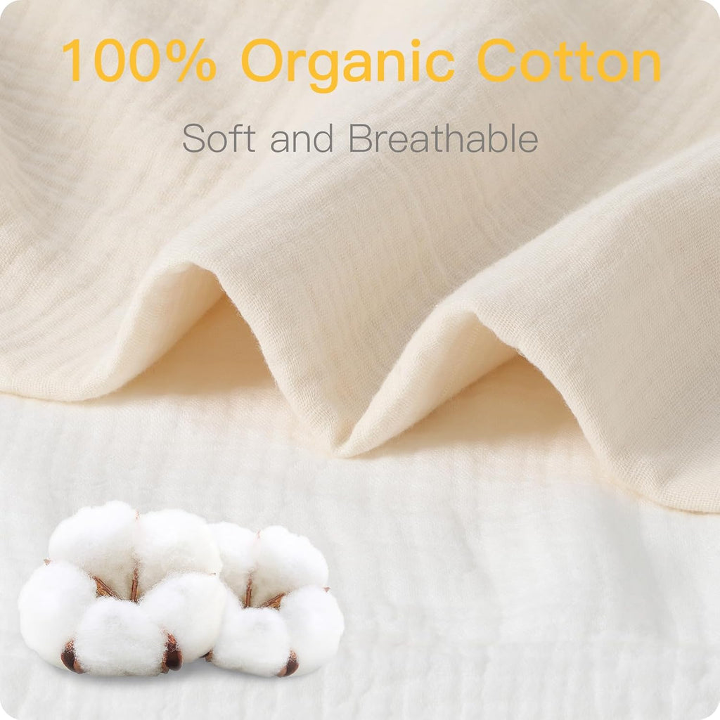 Organic Crib Sheets Fitted Crib Mattress Sheet 2 Pack 52x28 Inches 100% Muslin Cotton for Baby Girls & Boys, Soft