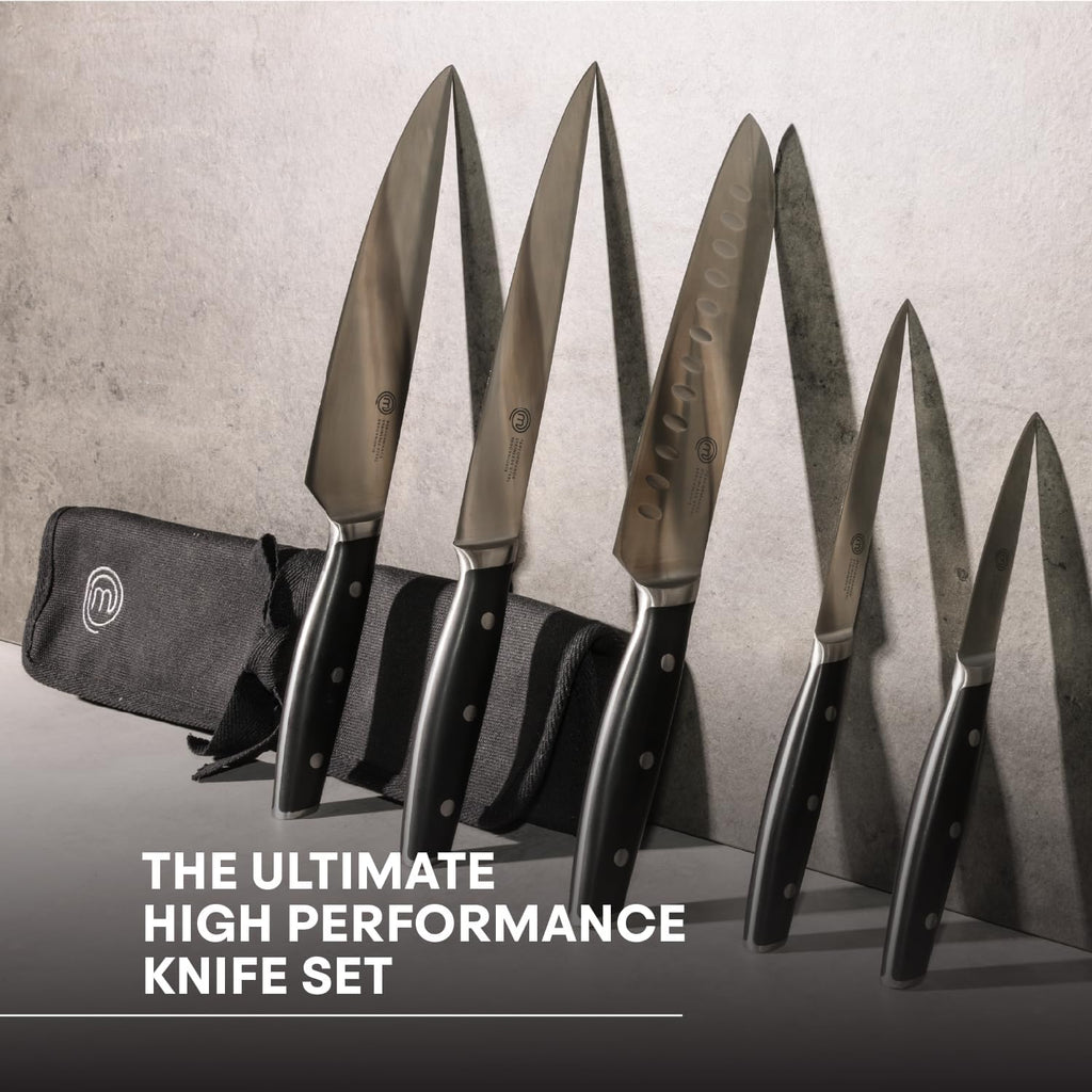 Chef Knife Set with Bag, Knife Roll Set with 5 Professional Quality Kitchen Knives for Precision Home Cooking, High