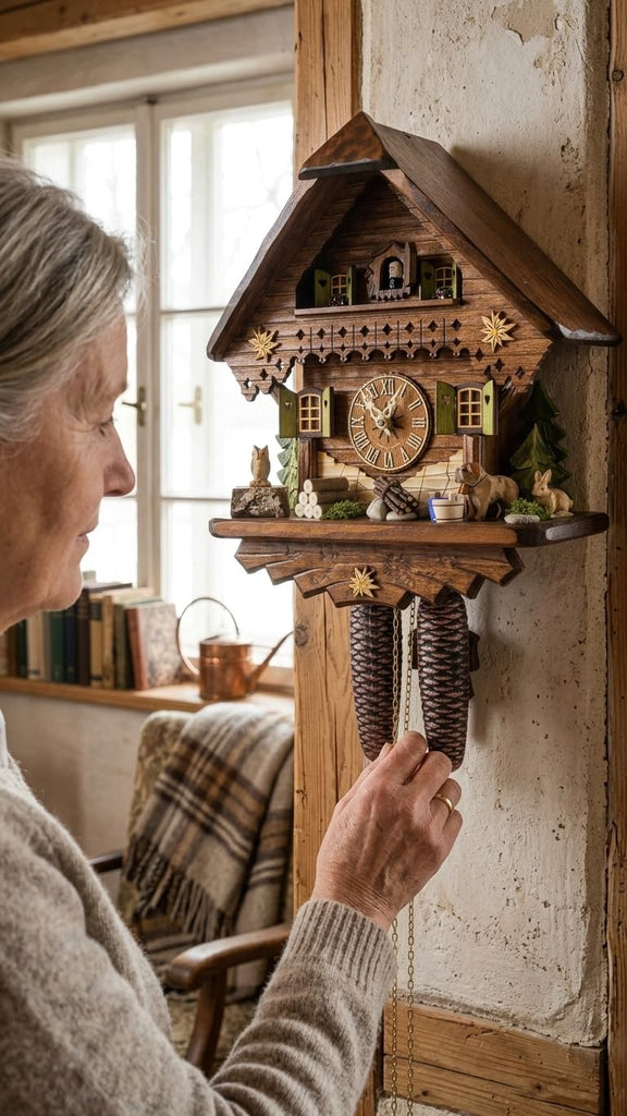 German Cuckoo Clock - Summer Meadow Chalet with 8-Day-Movement - 13 1/3 inches Height