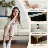 Karl home Convertible Sectional Sofa 110" U-Shape Sofa Couch 4-Seat Couch with Chaise ChenilleFabric Upholstered for