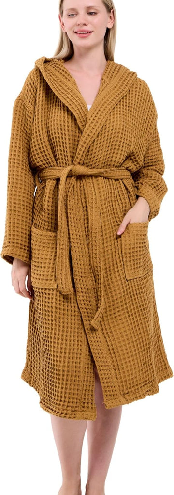 100% Turkish Cotton Waffle Bathrobe for Women