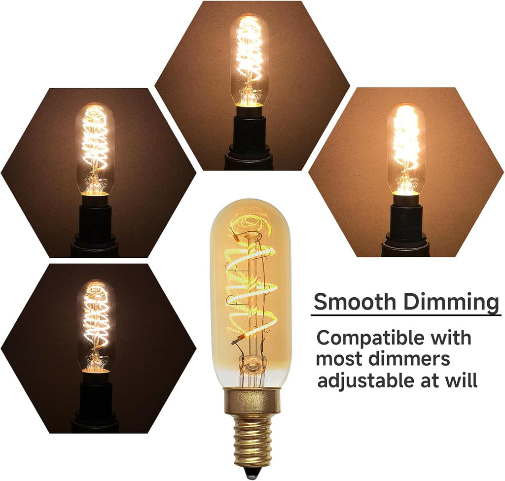 Dimmable LED Edison Candelabra Bulb E12 Spiral Filament 4W 2200K Amber Glass 6-Pack