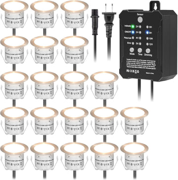 20 Packs Low Voltage Deck Lights Kit with Transformer IP67
