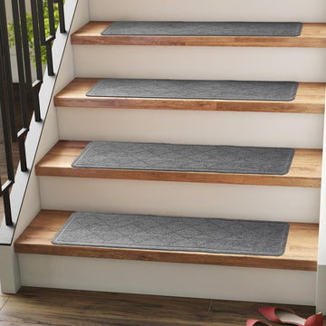 9" x 36" Carpet for Wooden Steps Indoor 15 Pack, Gray