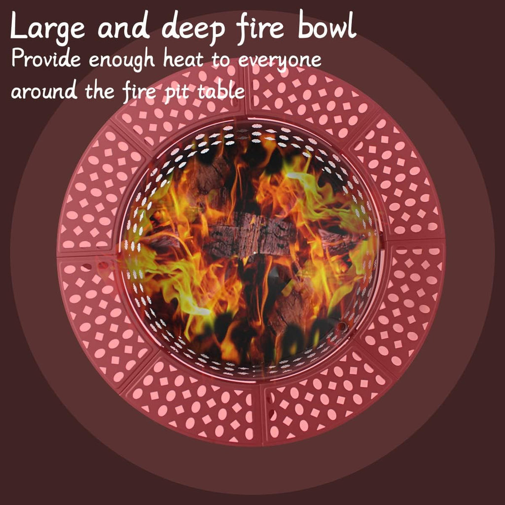42 Inch Fire Pit with 2 Grills, Extra Large Wood Burning Fire Pits for Outside with Lid & Poker, Heavy Duty Firepit,BBQ& Outdoor Firepit & Round - Image 3