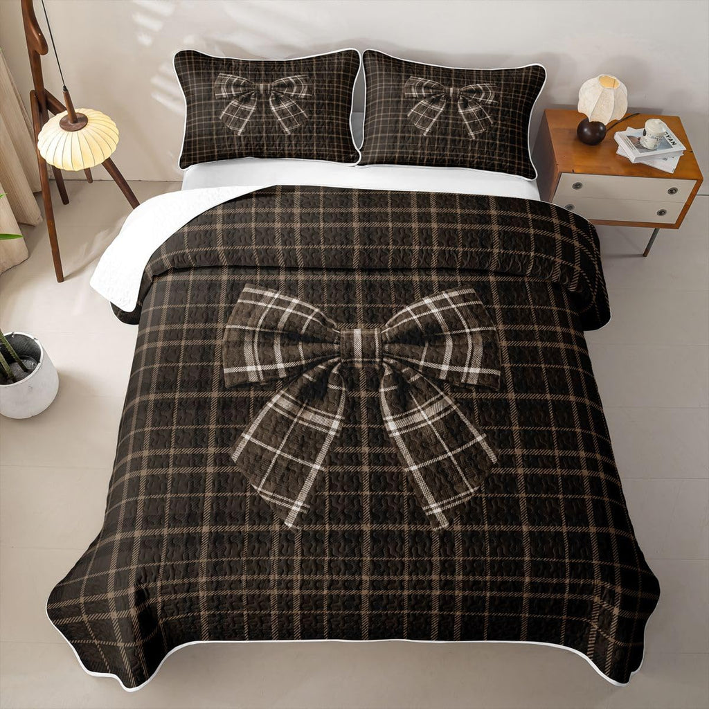 Checkered Bow Quilt Set Full