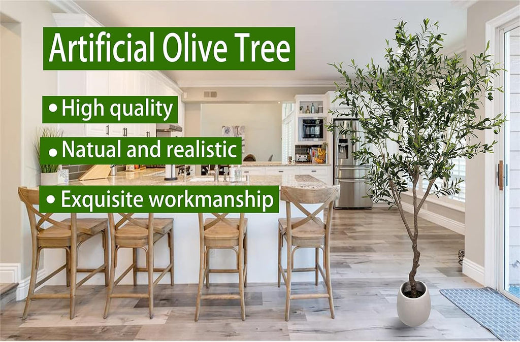 Olive Tree 7ft(82in,2200+Uv Protection Leaf) Tall,Faux Olive Tree Indoor Artificial Tree for Modern Home Office