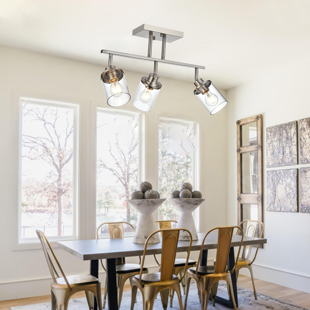 Track Lighting Fixtures 3 Light Directional Ceiling Lights with Adjustable Track Heads, Brushed Nickel Bathroom