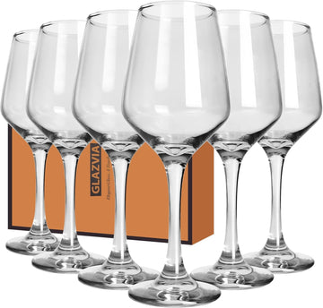 Wine Glasses Set of 6, 12oz Classic Stemmed Glasses, Thick & Clear, Dishwasher Safe Stemware for Red or White, Gift