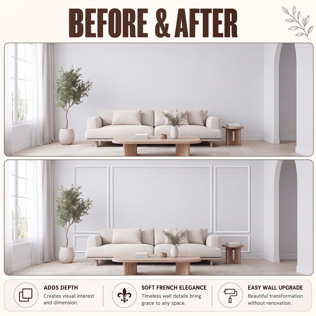 Peel and Stick Wall Molding Kit, 6-Frame 3D Premade