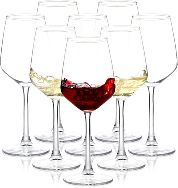 Wine Glasses Set of 8, 12oz Clear Red/White, Long Stem Wine Glasses and Home