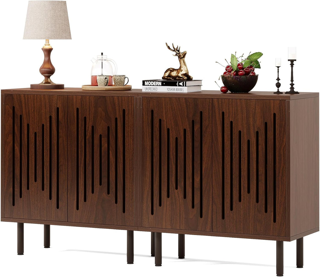 Set of 2 Sideboard Buffet with Storage, 59" Buffet Sideboard Cabinet with Adjustable Shelves