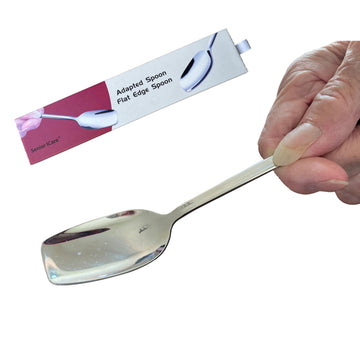 Adaptive Utensils for Elderly, Parkinsons Flat Edge Spoon Set, Non-Weighted