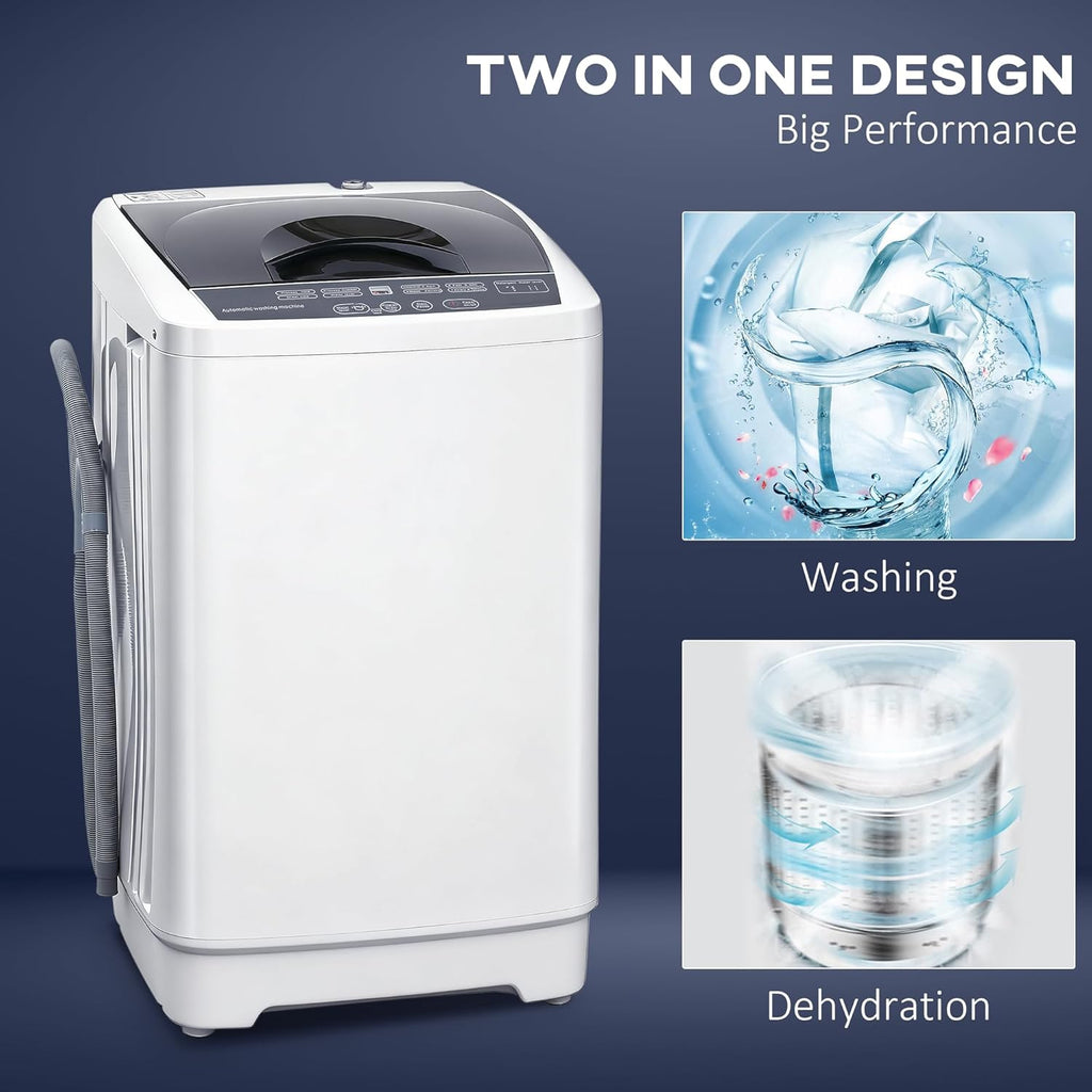 Portable Washing Machine, 1.3 Cu. Ft. Compact Washer with 8 Programs, 6 Water Levels, LED Display, Child Lock, Drain