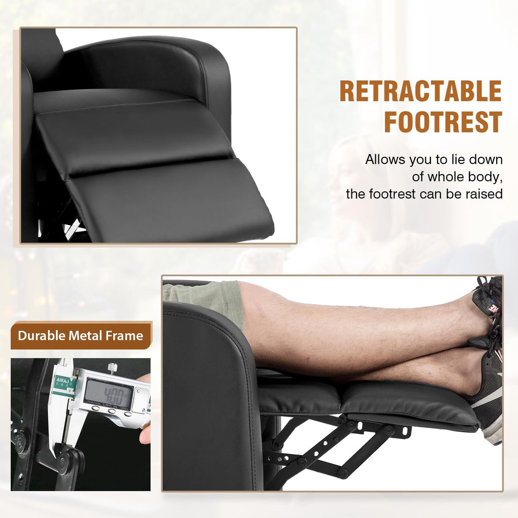 Recliner Chair Push Back Sofa Home Theater Seating with Lumbar Support and Leather Padded Seat Backrest