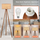 Wood Tripod Floor Lamp, Farmhouse Wooden Floor lamp with 3 Color Temparature LED Bulb, Footswitch