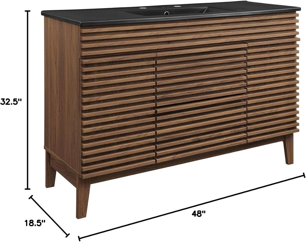 Render 48" Single Bathroom Vanity in Walnut Black