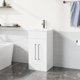 16-Inch Freestanding Bathroom Vanity with Sink – Modern Small-Space Cabinet with White Drop-In Sink and Double Doors