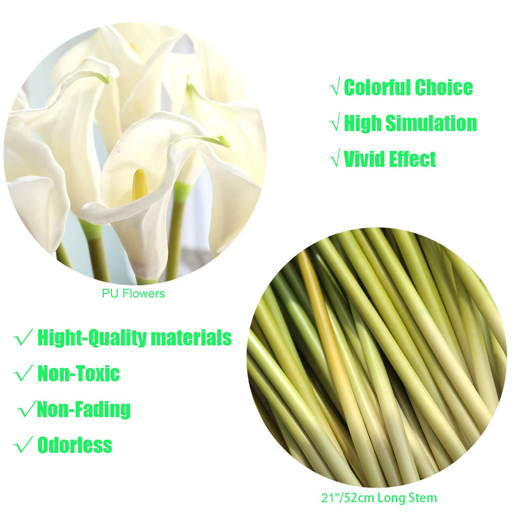 10pcs Calla Lilies, 26'' Long Stem Artificial Calla Lily Flowers, Realistic Arum Lilies for Wedding Bridal Bouquet
