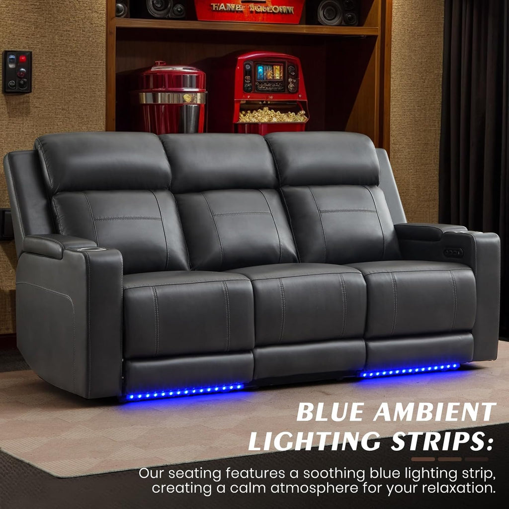 Power Reclining Sofa with Adjustable Headrest