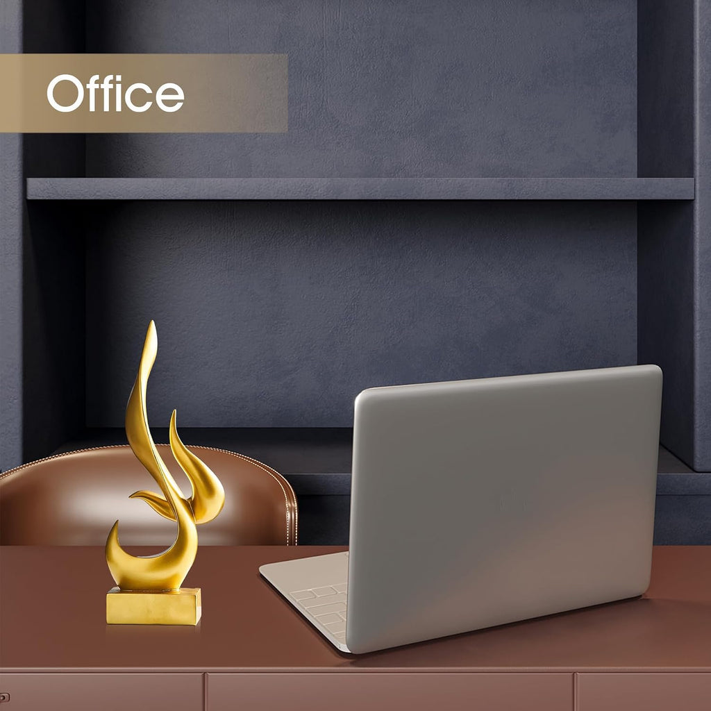 Abstract Sculpture Gold Decor: Flame Statue Resin Art Figurines Modern Home Decor TV Stand Office Shelf Accents