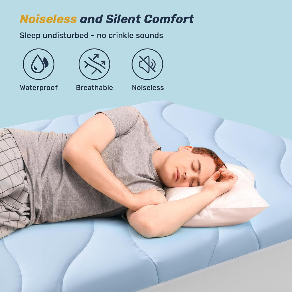 Ultra Soft Cooling and Waterproof King Mattress Pad for Hot Sleeper | 5-Layers Noiseless Machine Washable Mattress