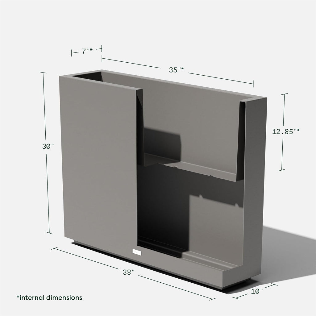 Block Series Span Plastic Planter - Tall Rectangular Planter for Indoor or Outdoor Patio/Porch, Gray, 30" in Height