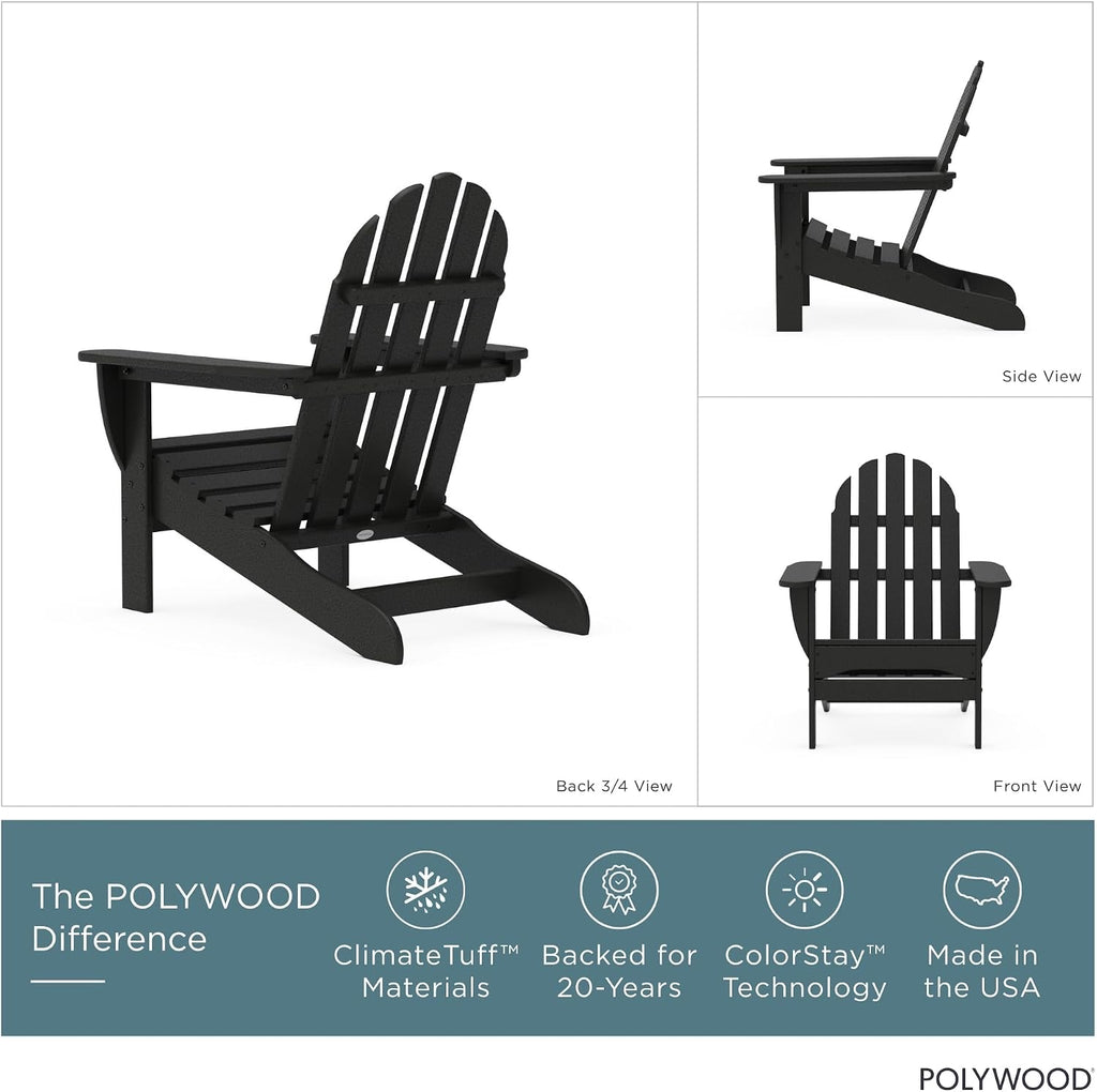 AD4030BL Classic Outdoor Adirondack Chair, Black