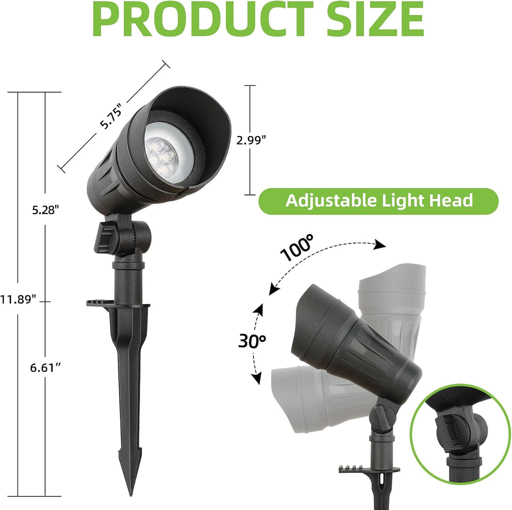 Low Voltage LED Landscape Spotlights, Aluminum Spot Lights Outdoor | Waterproof Outdoor Spot Lights, 12-15V 7.5W