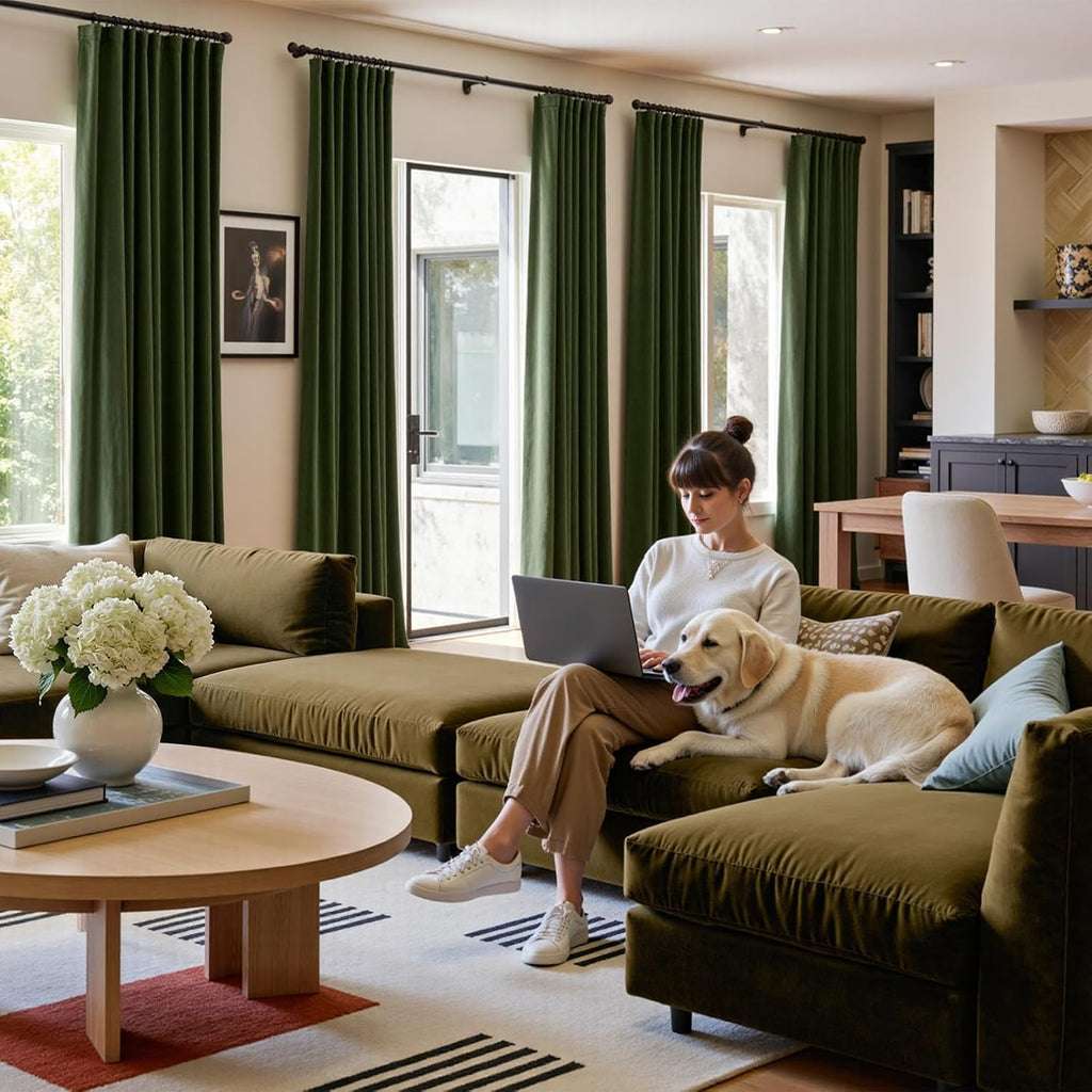 Velvet Blackout Curtains Thermal Insulated Curtains Room Window Drapes Super Soft Luxury Curtains for Living Room