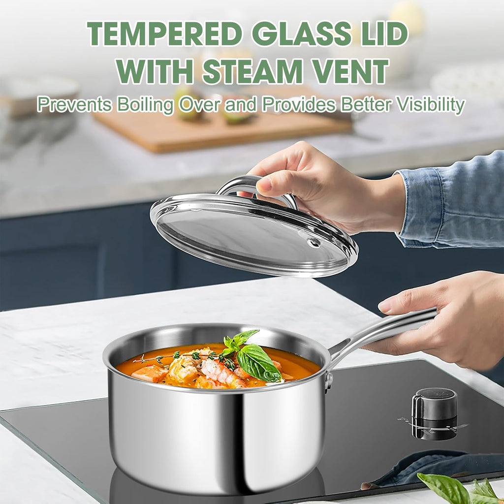 3 Ply Stainless Steel 11-Piece Cookware Set with Lids, Pots and Pans Kitchen Set, Non-Toxic, Induction, Oven