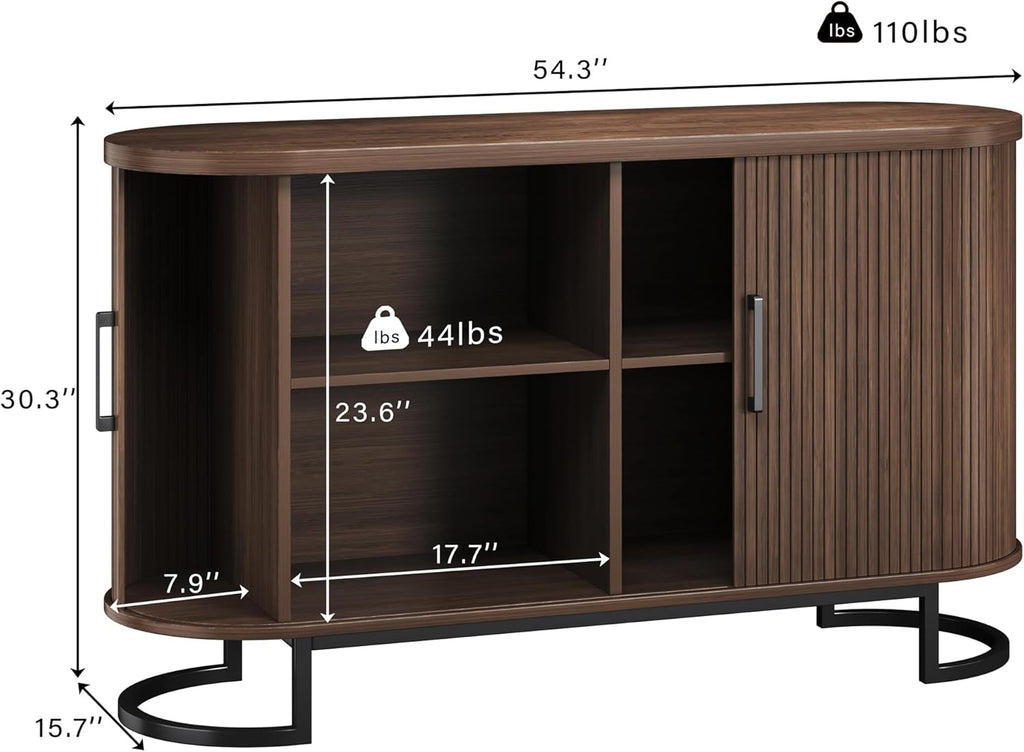 Sideboard Buffet Cabinet with Storage, 54.3" Storage Cabinet with Sliding Door & Adjustable Shelf