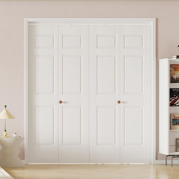 Bifold Closet Doors for 64" x 80" Opening, 6-Panel Hollow Core Folding Door