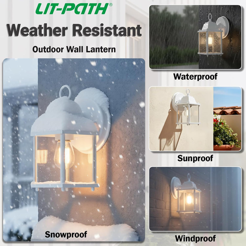 Outdoor Wall Lantern, Wall Sconce as Porch Lighting Fixture, E26 Base, Aluminum Housing Plus Glass