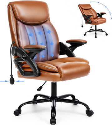 Ergonomic with Airbag Lumbar Support & Armrest, Executive Office Desk Chairs Breathable Leather, Computer Chair with