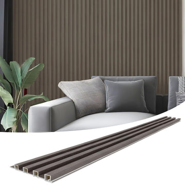 96 x 6 in WPC Slat Wall Paneling for Interior Decor, 8-Pack, Grey Oak