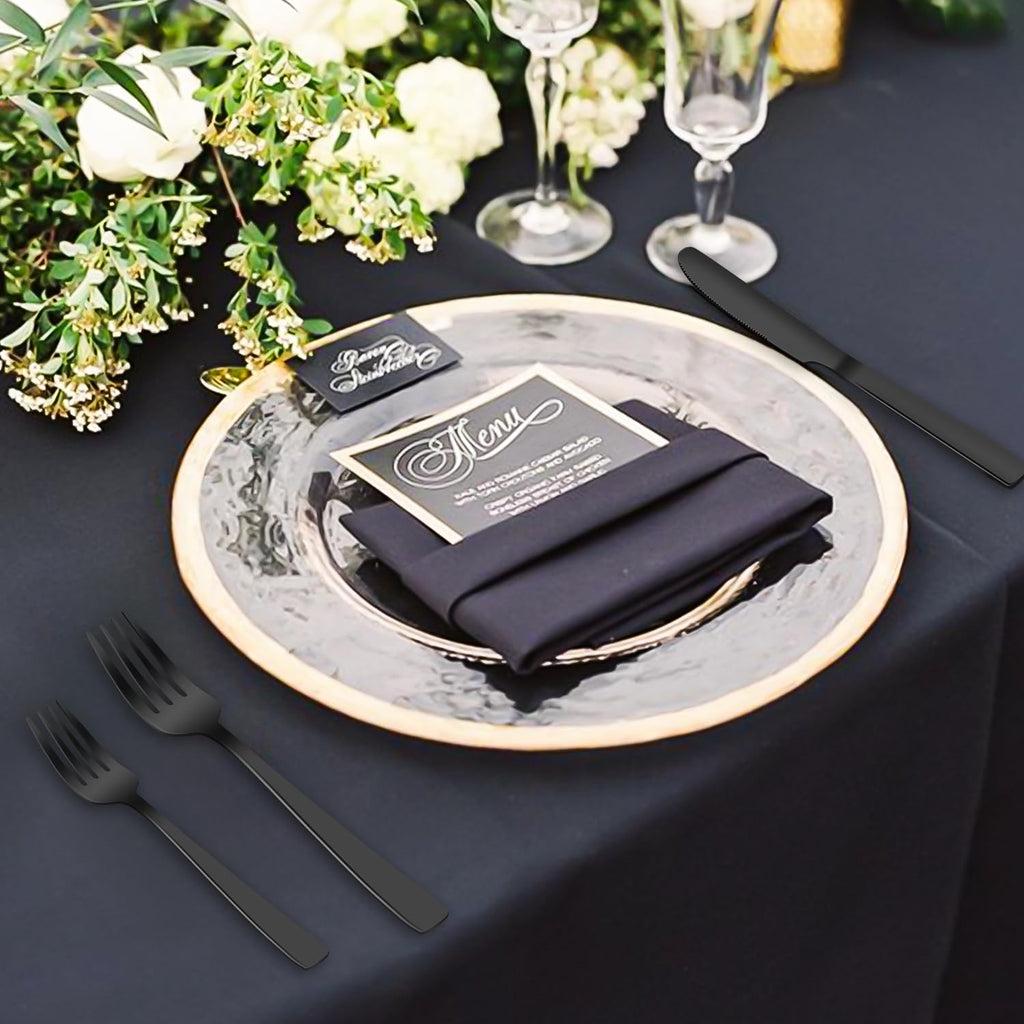24-Piece Black Silverware Set for 4, Stainless Steel Flatware Set with Steak Knives & Utensil Sets - Mirror Finish