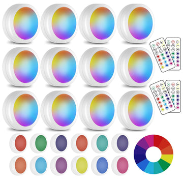 LED Puck Lights - 13 Color RGB, Wireless Remote Control, Battery Powered, Perfect for Under Cabinet & Counter