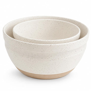 Large Ceramic Mixing Bowls Set of 2, Stoneware Nesting Bowls