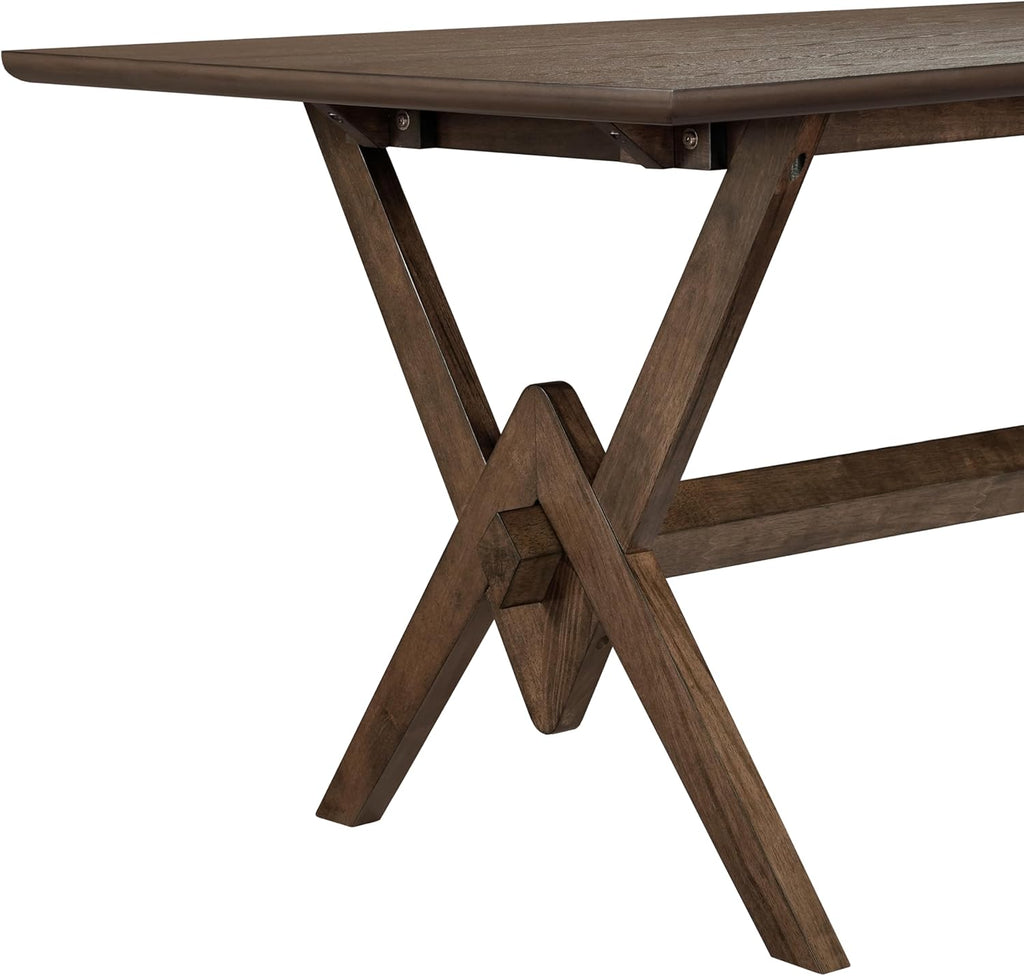 Farmhouse Dining Table for 6, 63 Inch Rectangular Wooden Kitchen Table with Double V Base, Rustic Dining Table with