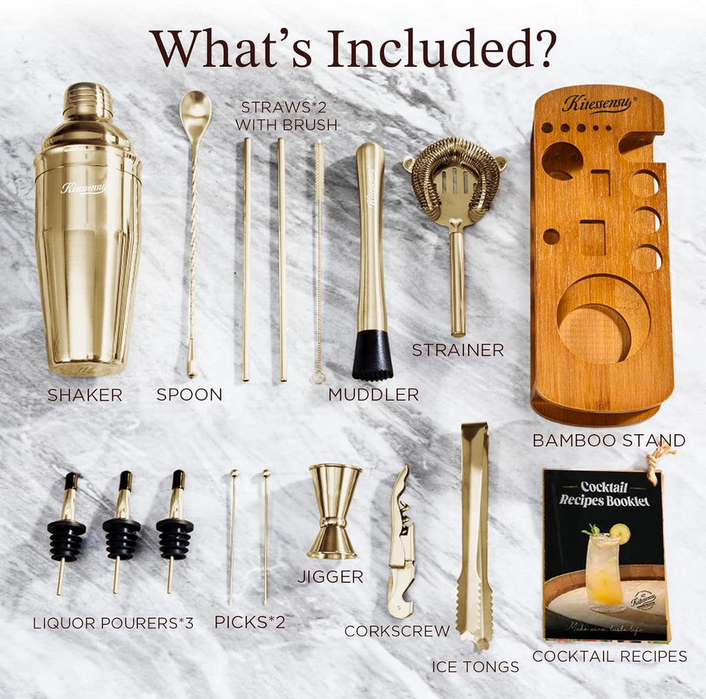 Cocktail Shaker Set Bartender Kit with Stand | Bar Set Drink Mixer Set with All Essential Accessory Tools: Martini