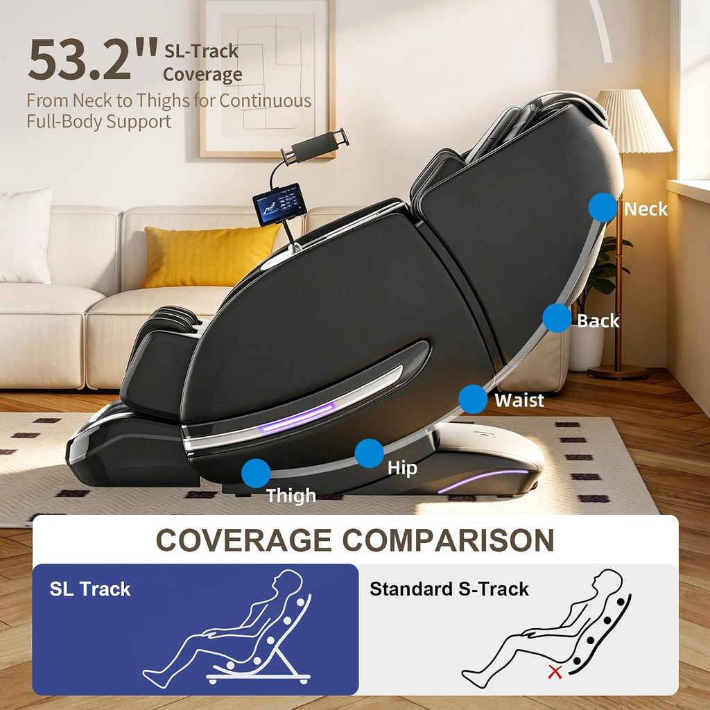Massage Chair Full Body, 2026 Zero Gravity SL-Track Shiatsu Massage Chair Recliner with 12 Auto Modes, Thai Yoga