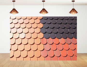 8x5ft Two Tone Clay Roof Tile Backdrop Terracotta Dark Grey Curved Slate Texture Background Tapestry Party Rustic
