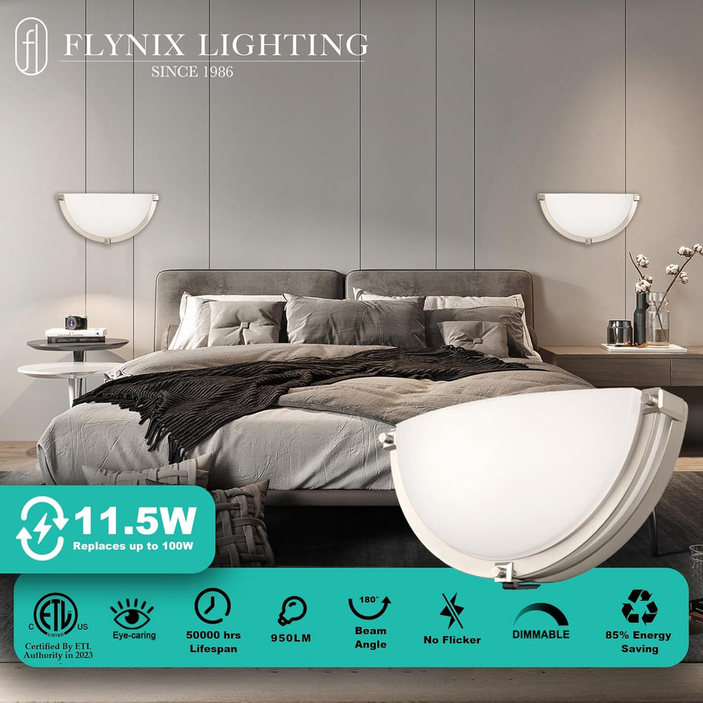 13 inch Dimmable LED Wall Sconce, Half Moon Wall Light Fixture, 3000K/4000K/5000K Color Temperature Adjustable